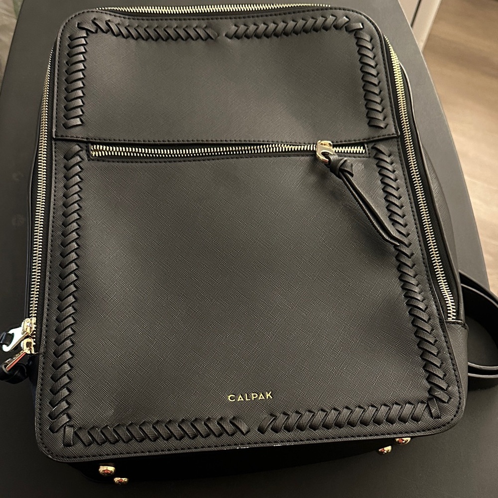 Calpak Black Backpack with Braided Trim